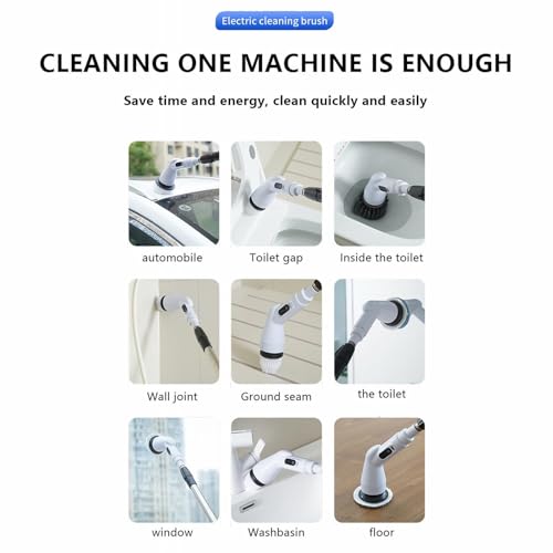 Cordless Electric Spin Scrubber with 9 Replaceable Brush Heads Y2843