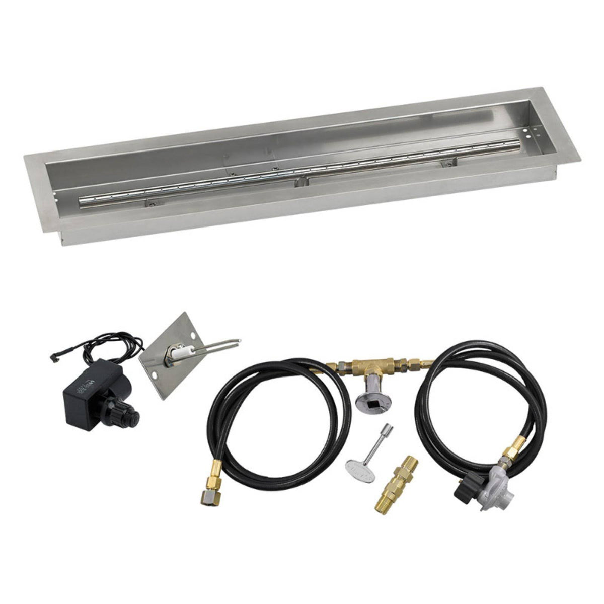 48x22 Linear Stainless Steel Drop-in Fire Pit Pan with Spark Ignition Kit X396