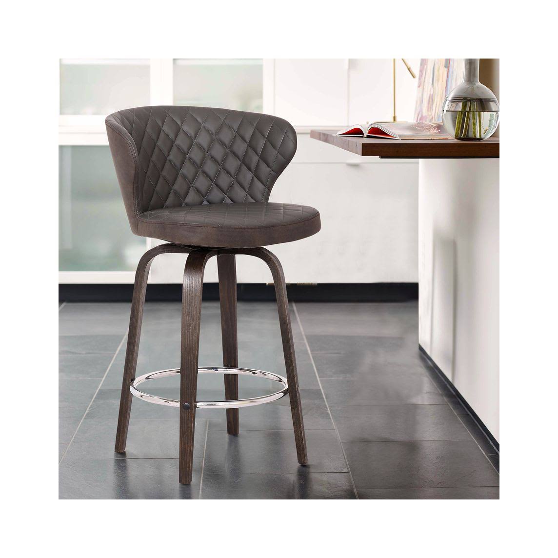 Swivel Brown Faux Leather Bar Stool O34587