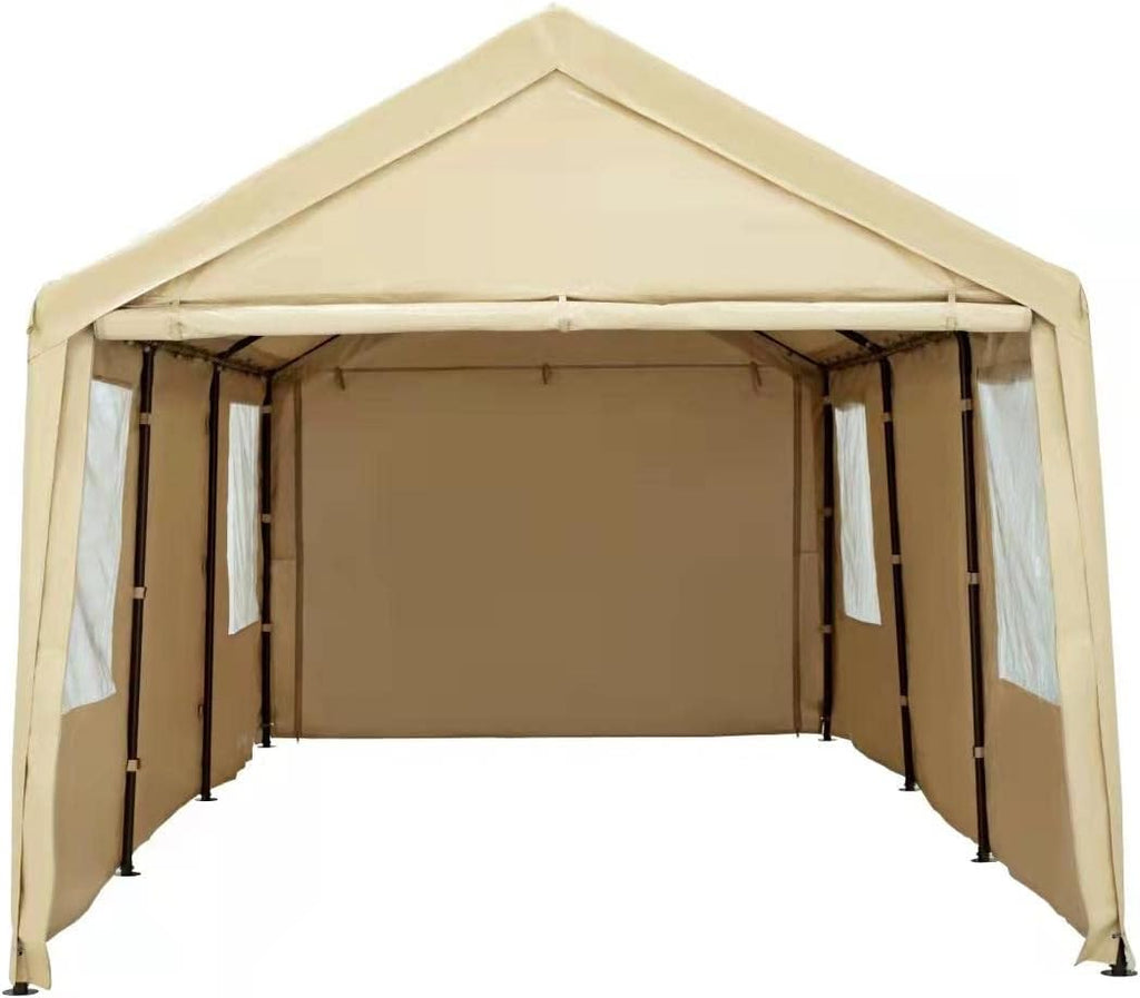 10x20ft Heavy Duty Carport with Sidewalls and Doors Z898