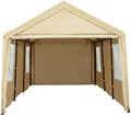 10x20ft Heavy Duty Carport with Sidewalls and Doors Z898
