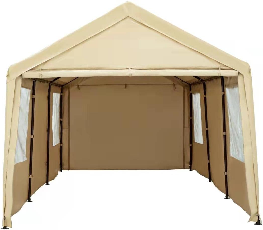 10x20ft Heavy Duty Carport with Sidewalls and Doors Z898