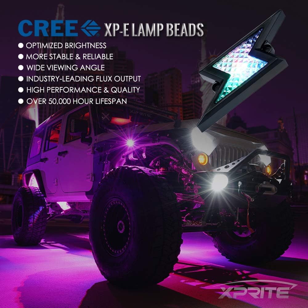 RGB LED Rock Lights Kit with Wireless Remote Control, 6PCS Q921125