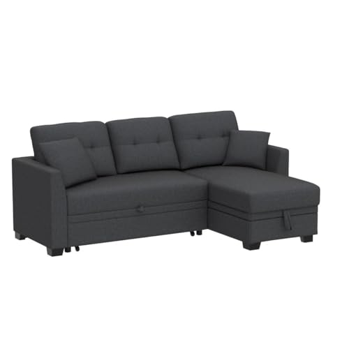 81" Grey L Shaped Sleeper Sofa with Storage A239