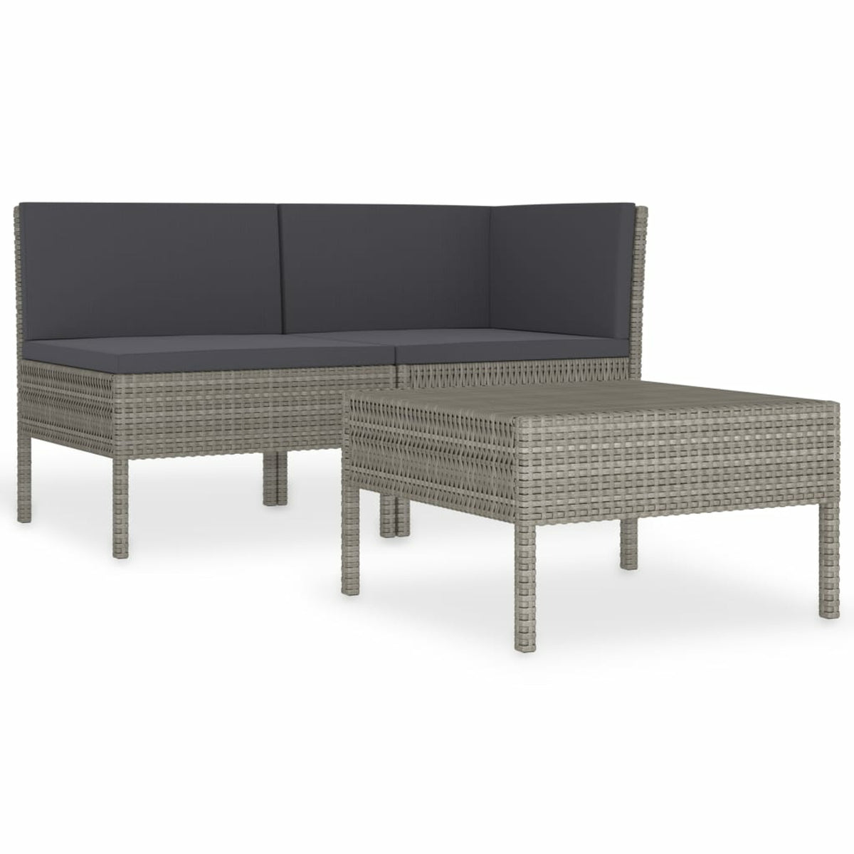 3 Piece Poly Rattan Outdoor Sectional Sofa Set with Cushions Steel Frame W660286