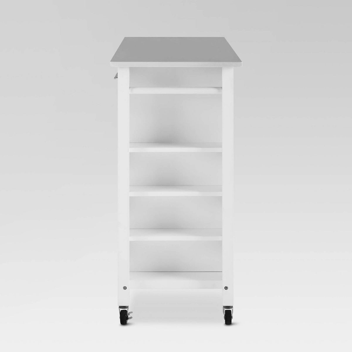 White Stainless Steel Top Full-Size Kitchen Island Cart O31752