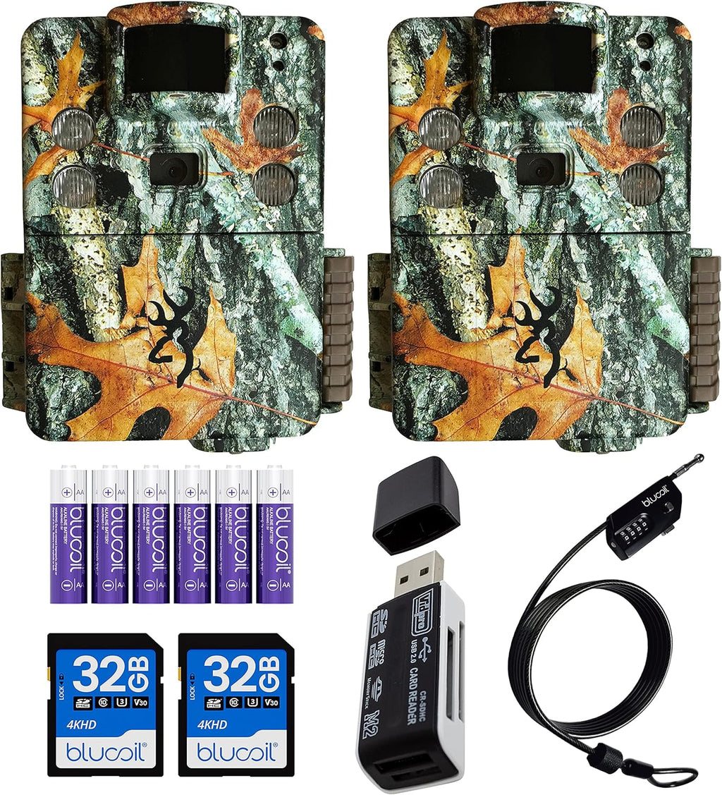 Camo 20 MP Game Cam x2 Bundle with Cable Lock, Batteries, 32GB SDHC Cards x2, and USB 2.0 Card Reader S670