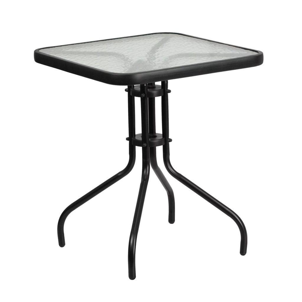 23.5" Square Tempered Glass Metal Table V637348