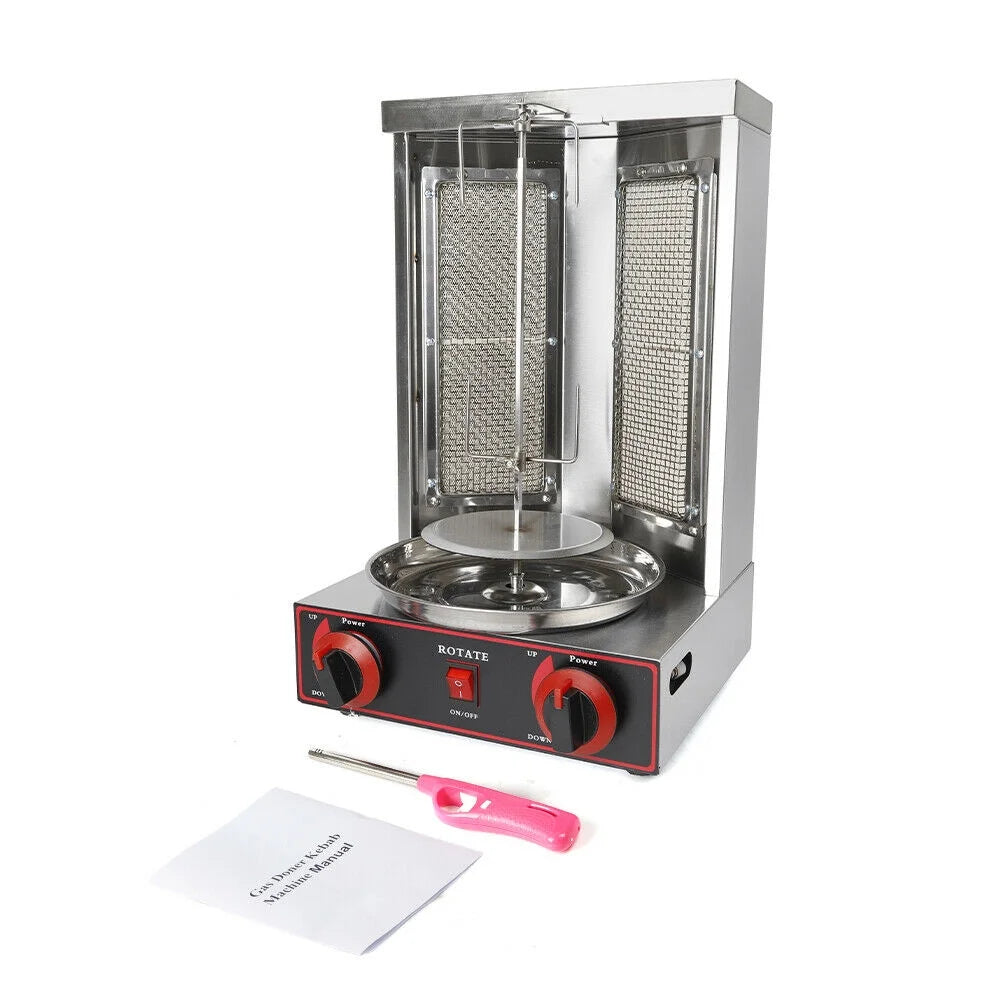 110V Gas Vertical Spinning Doner Kebab Grill Machine Broiler Shawarma Machine V4154
