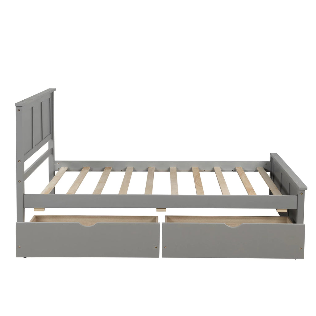 Twin Size Wood Platform Bed with Storage and Headboard O94632