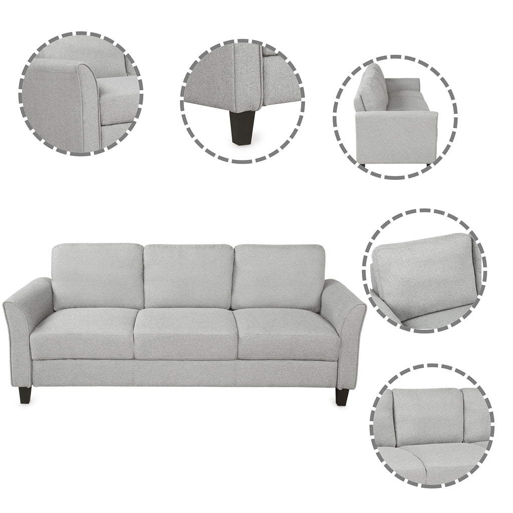 Light Gray 3-Seat Linen Fabric Sofa G92901