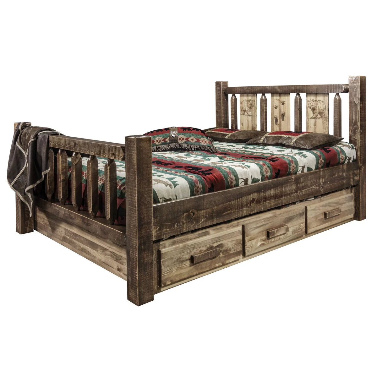 Brown Wood Twin Storage Bed U499