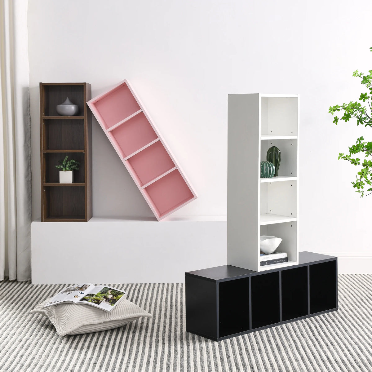 8-Tier Tall Narrow Bookcase with Adjustable Shelves U738344