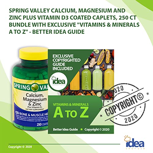 Calcium, Magnesium and Zinc Plus Vitamin D3 Coated Caplets, 250 Ct O804418