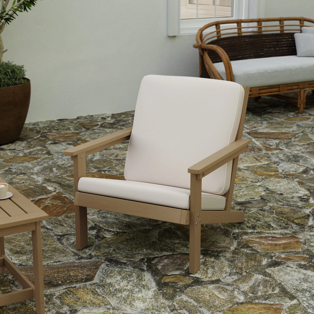 All-Weather Poly Resin Adirondack Chair with Cushions Z3685