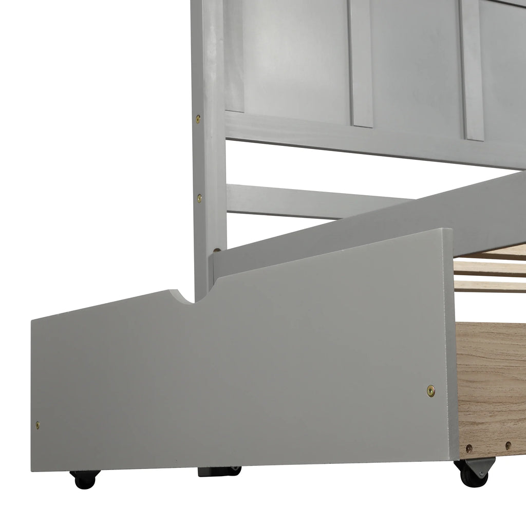 Twin Size Wood Platform Bed with Storage and Headboard O94632