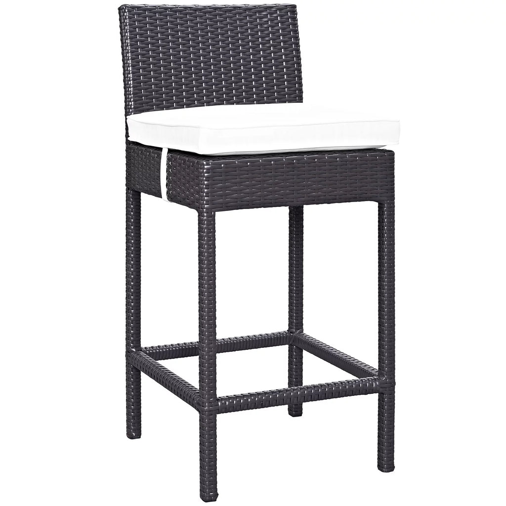 White Rattan 5 Pc Outdoor Patio Bar Table and Chairs Set M309811