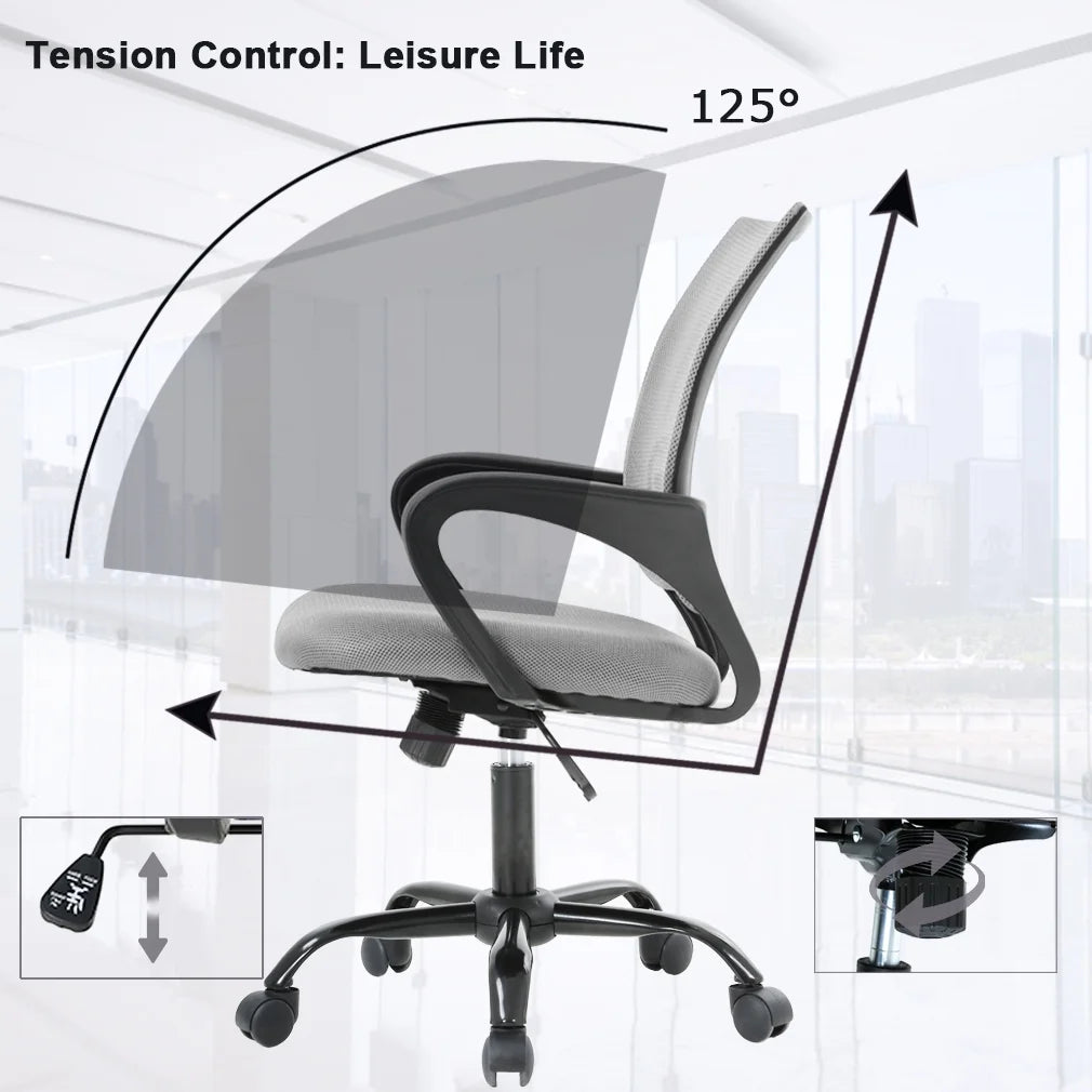 Grey Ergonomic Swivel Office Chair with Lumbar Support X12314