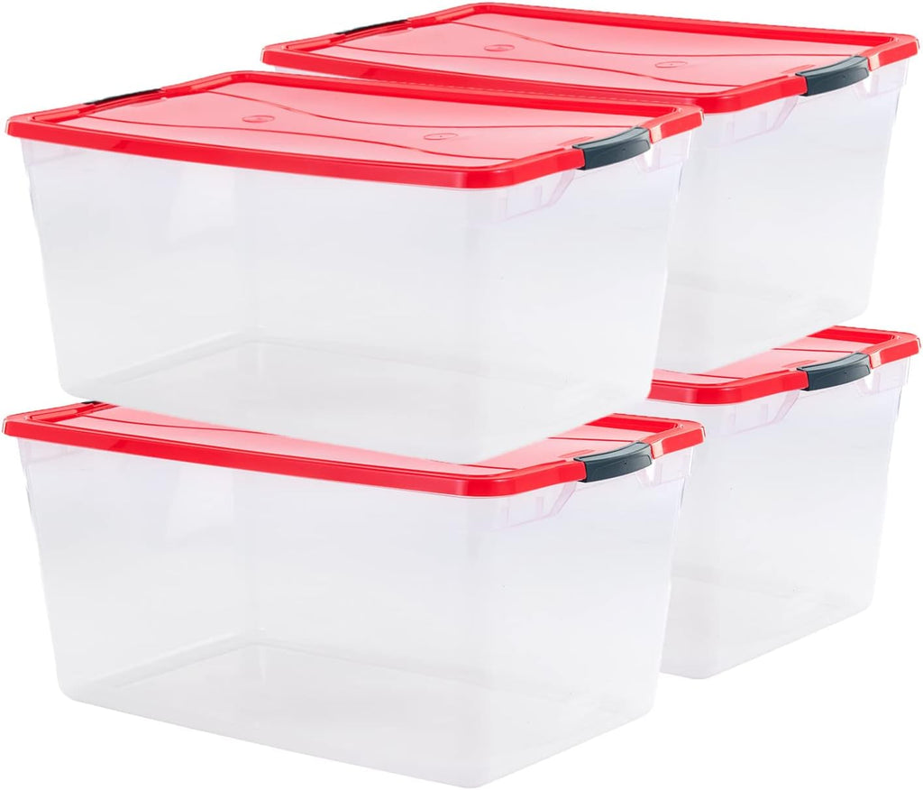 Clear 71 QT Pack of 4 Stackable Storage Containers with Lids H4756