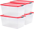 Clear 71 QT Pack of 4 Stackable Storage Containers with Lids H4756