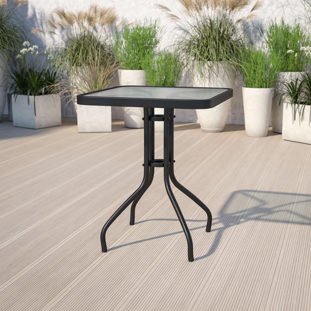 23.5" Square Tempered Glass Metal Table V637348
