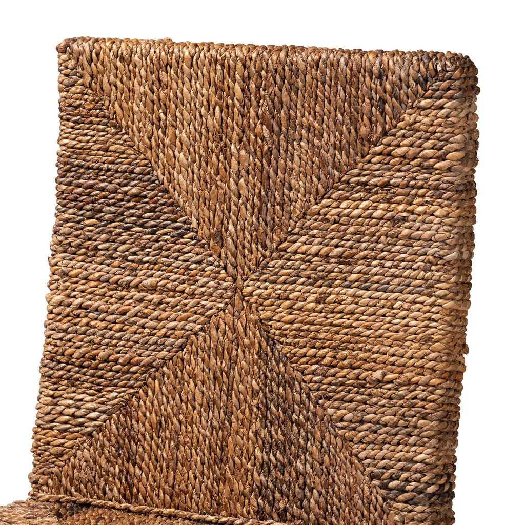 Dark Brown Mahogany Wood and Seagrass Counter Stool K4565