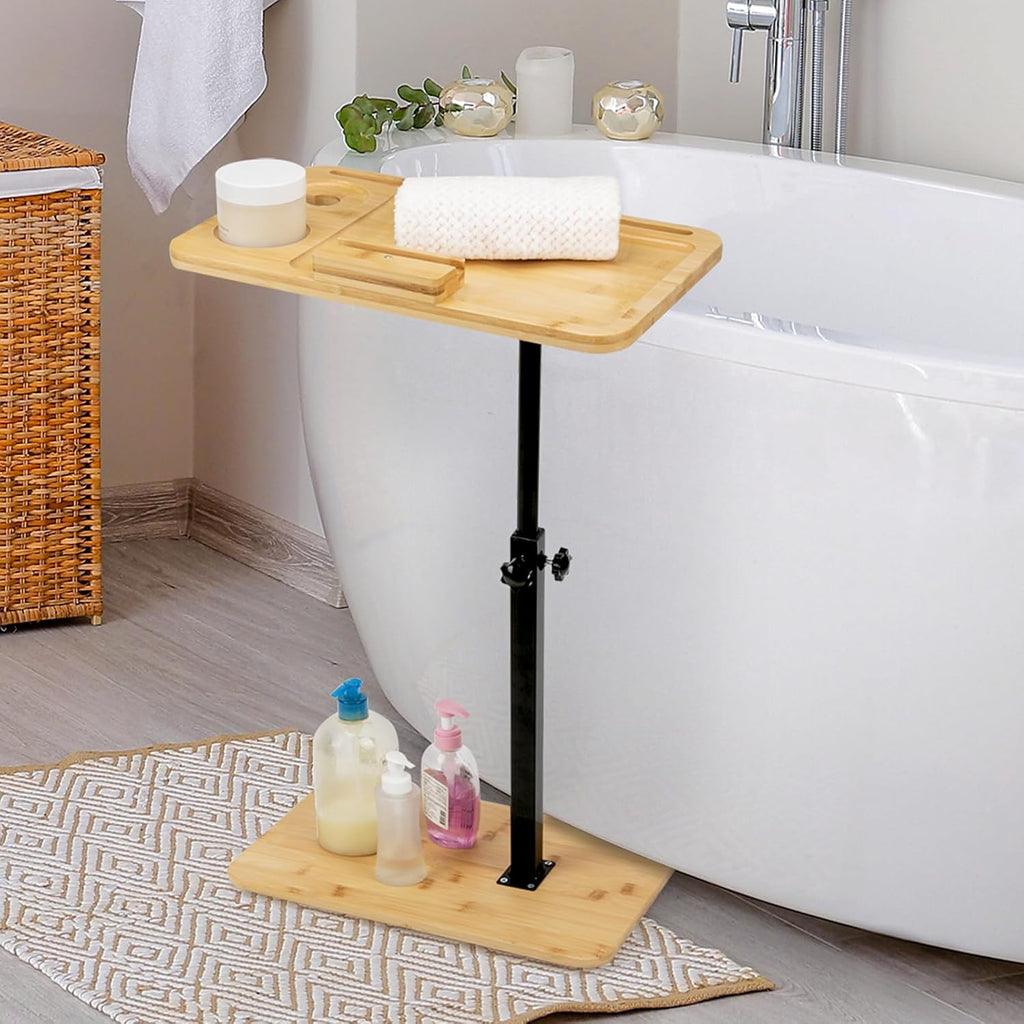 Bamboo Swivel Couch Tray Table with Phone Stand S2170