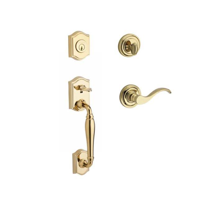 Lifetime Brass Handleset with Traditional Round Rose M2630