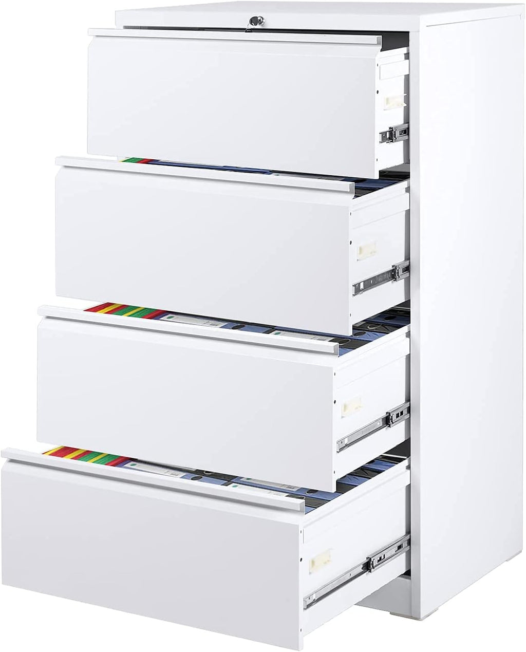 White 3 Drawer Lateral File Cabinet with Lock L125