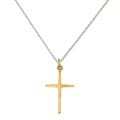 Sterling Silver and 24 Karat Gold-plated Cross Charm with 18-inch Cable Chain Y514