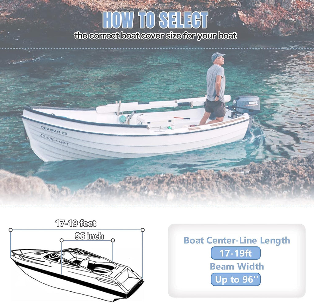 Waterproof Heavy Duty 17-19ft 600D Oxford Boat Cover C61550