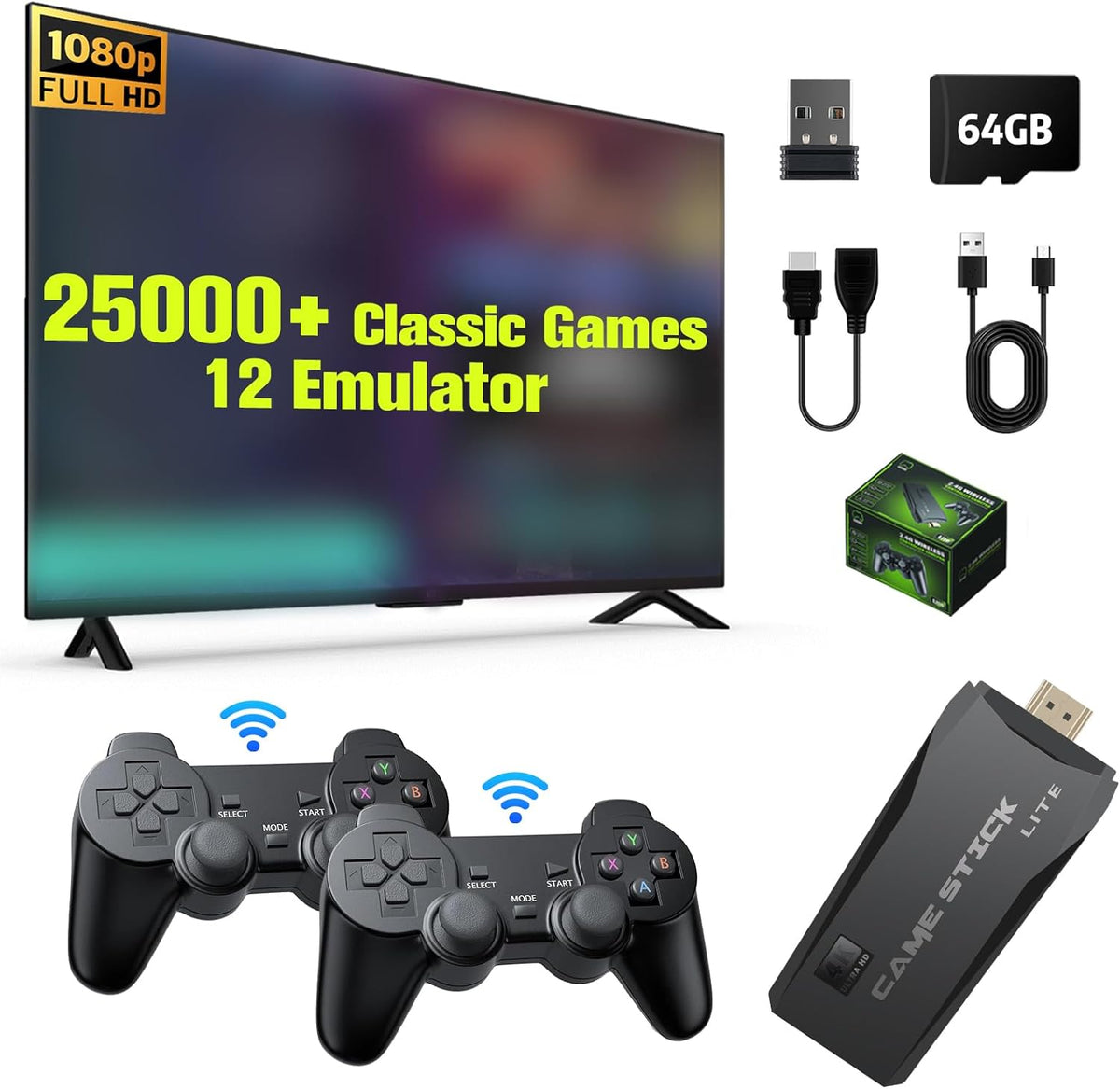 64G Wireless Retro Game Console with 25000+ Games G4252