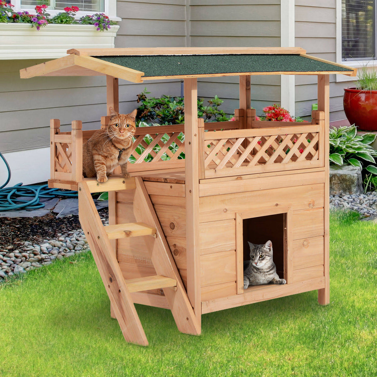 Wooden Pet House Kennel with Roof B73282