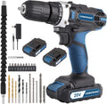 Cordless Drill with 2 Li-ion Batteries & Fast Charger, 3/8” Keyless Chuck, 21+1 Torque Setting Q3010