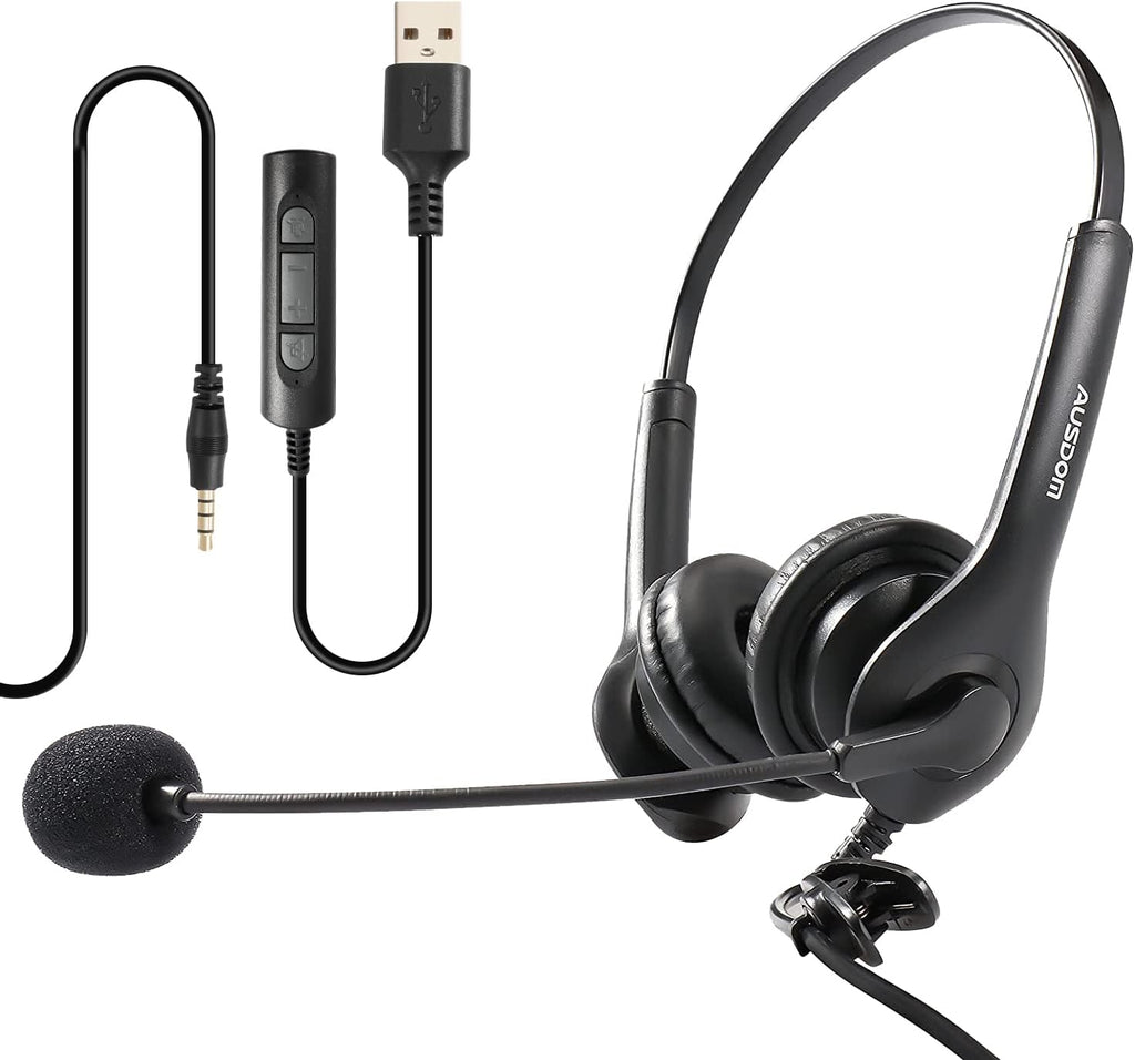 Wired PC Headset with Noise Cancelling Microphone and Volume Control H579032