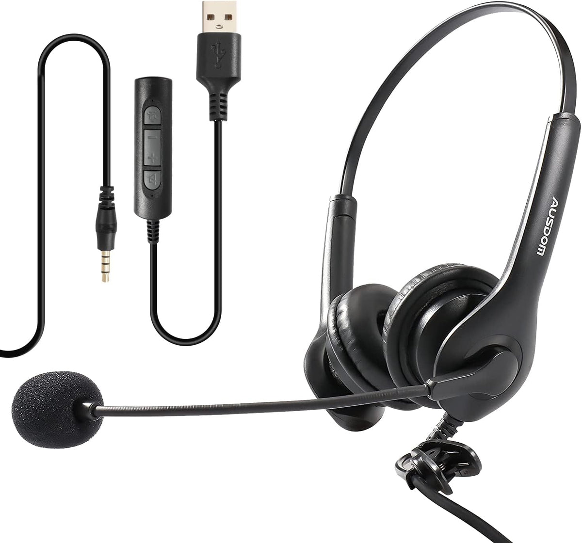 Wired PC Headset with Noise Cancelling Microphone and Volume Control H579032