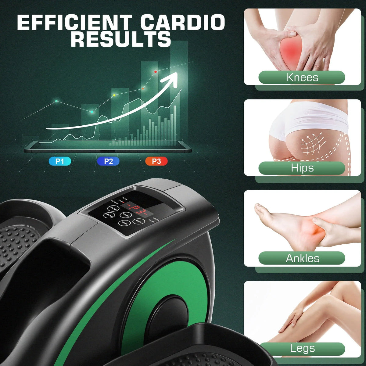 Under Desk Elliptical Pedal Exerciser with Remote & Data Monitor R806
