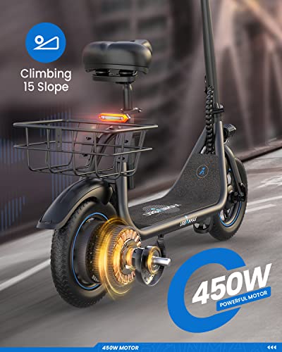 Electric Scooter with Seat, 450W Motor, Foldable X190