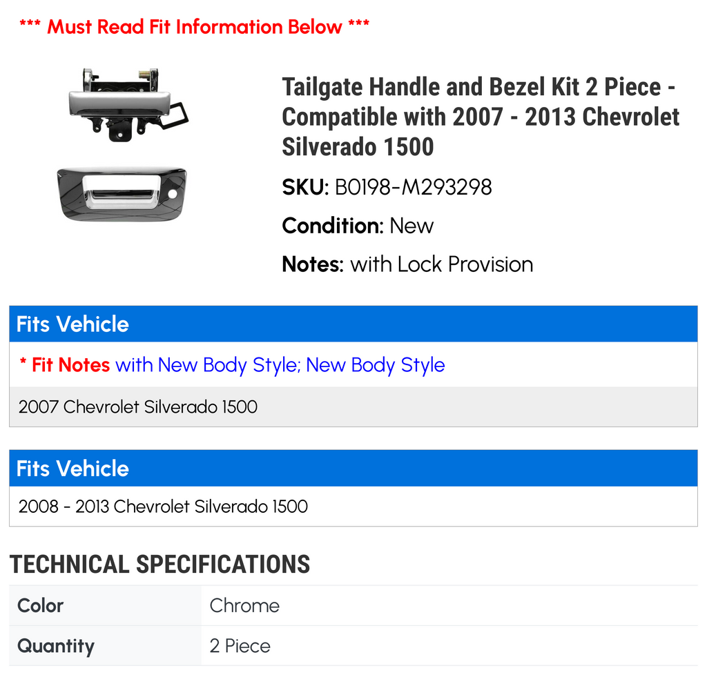 Tailgate Handle and Bezel Kit 2 Piece G32514