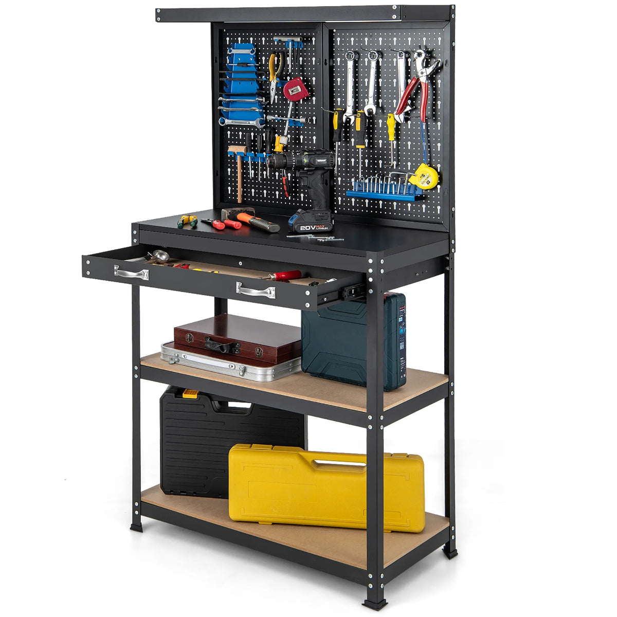 Heavy-Duty Workbench with 2 Shelves Y1023