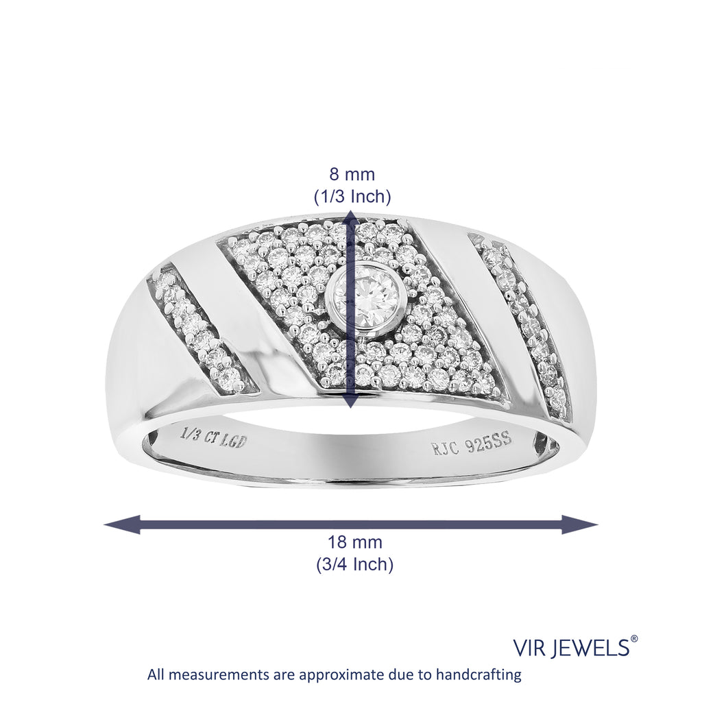 1/3 CTTW Lab Grown Diamond Wedding Band .925 Sterling Silver Size 7 L3732