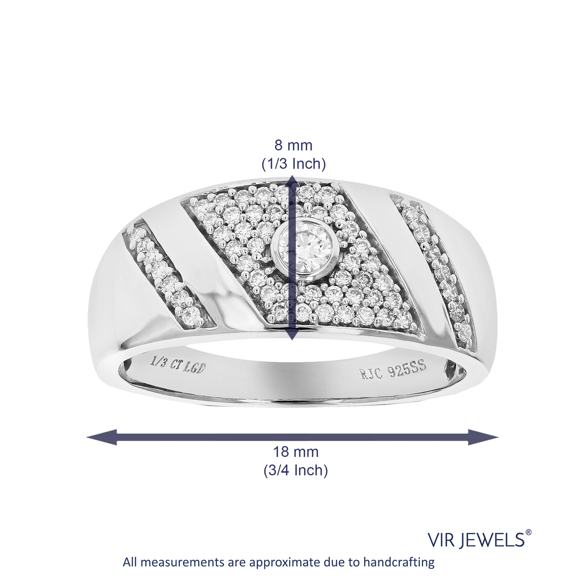 1/3 CTTW Lab Grown Diamond Wedding Band .925 Sterling Silver Size 7 L3732