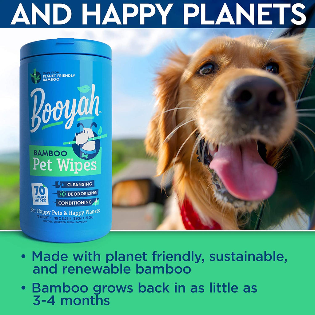 Bamboo Pet Wipes, Unscented, 2 Canisters, 140 Jumbo Wipes G830469