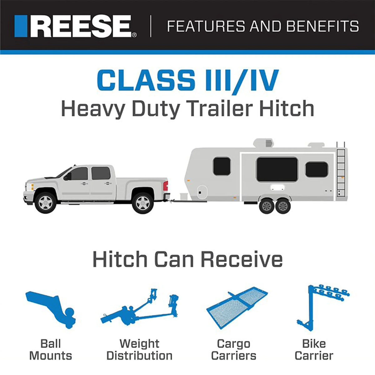 Class III Trailer Tow Hitch with 2 In Receiver Tube M954