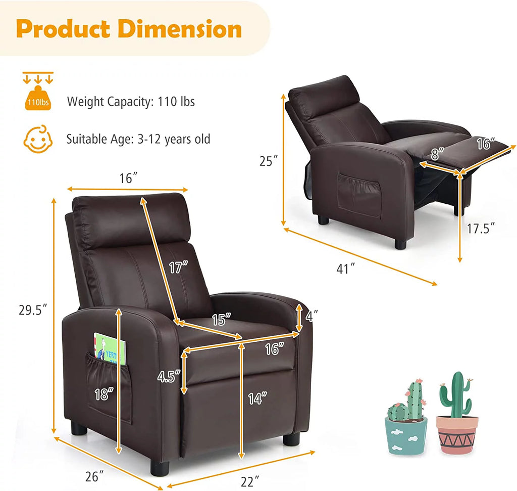 Adjustable PU Leather Kids Recliner with Footrest Y43067