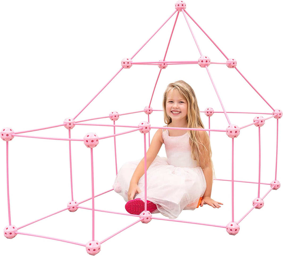 77 PCs Fort Building Kit with Orange Sheet and Glow in The Dark Sticks S909799