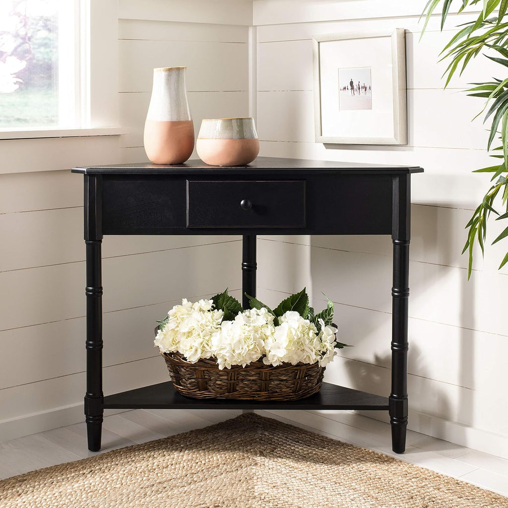 Distressed Black Corner Table I904836