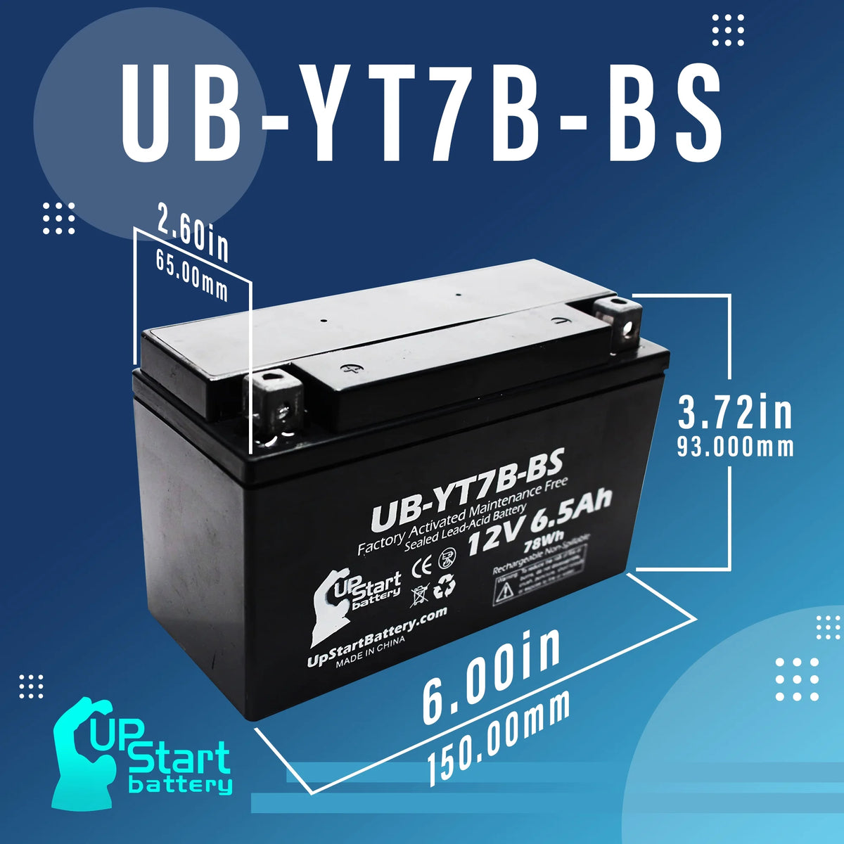 2-Pack 12V 6Ah Motorcycle Battery Z436