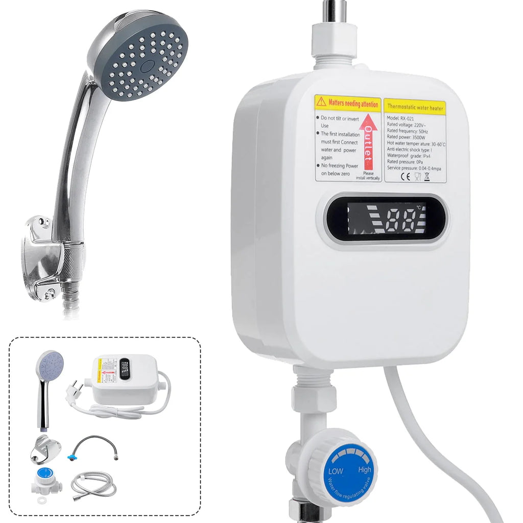 3500W Tankless Water Heater with Shower Head Set B615490
