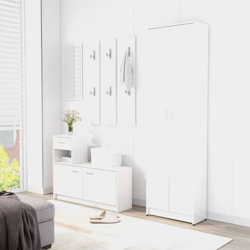 High Gloss White Hallway Wardrobe Chipboard G9953